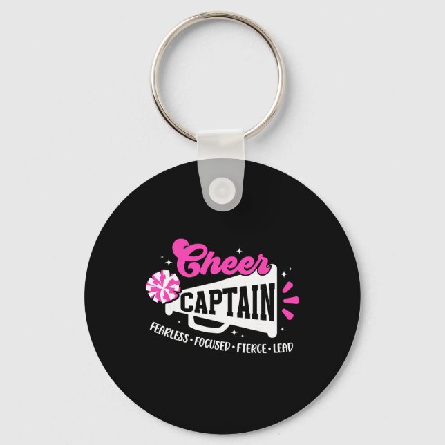 Cheer Captain Fearless Focused Fierce Cheerleading Key Ring (Front)