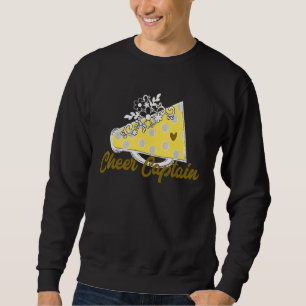 Cheer Captain Yellow Megaphone Heart Flower Accen Sweatshirt