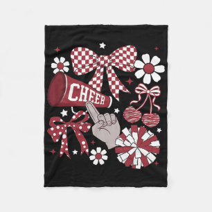 Cheer Checkered Coquette Bow Cheerleading Footll G Fleece Blanket