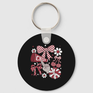 Cheer Checkered Coquette Bow Cheerleading Footll G Key Ring