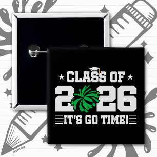 Cheer Cheerleader Graduation Class of 2026 Senior 15 Cm Square Badge