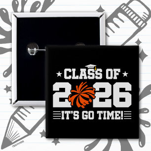 Cheer Cheerleader Graduation Class of 2026 Senior 15 Cm Square Badge