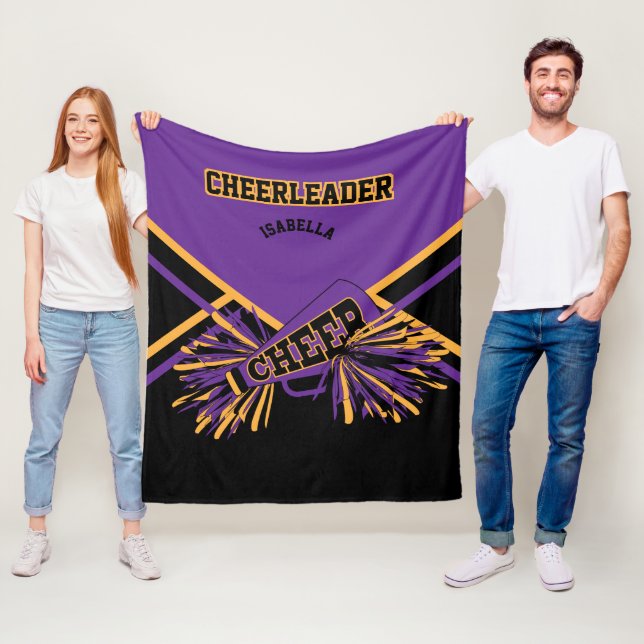 Cheer Cheerleader 📣 - Purple, Gold & Black 2 Fleece Blanket (In Situ)