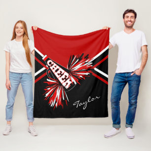 Cheer Cheerleader 📣 - Red, Black, White  Fleece Blanket