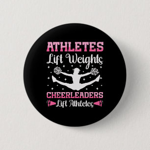 Cheer Cheerleading Athletes Lift Weights Cheerlead 6 Cm Round Badge