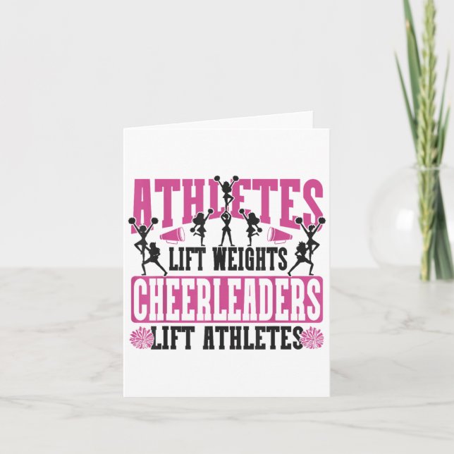 Cheer Cheerleading Athletes Lift Weights Cheerlead Card (Front)