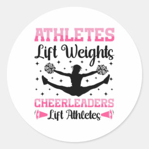 Cheer Cheerleading Athletes Lift Weights Cheerlead Classic Round Sticker
