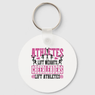 Cheer Cheerleading Athletes Lift Weights Cheerlead Key Ring