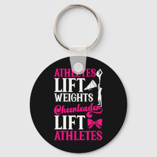 Cheer Cheerleading Athletes Lift Weights Cheerlead Key Ring