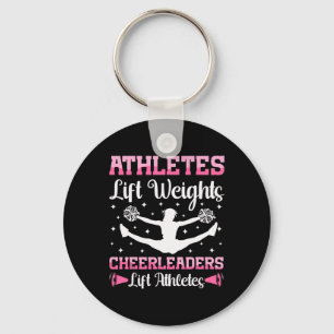 Cheer Cheerleading Athletes Lift Weights Cheerlead Key Ring