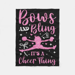 Cheer Cheerleading Bows And Bling It's A Cheer Thi Fleece Blanket