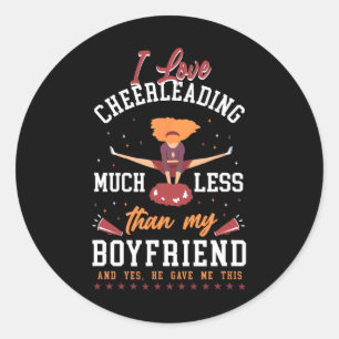 Cheer Cheerleading Boyfriend I Love Cheerleading M Classic Round Sticker