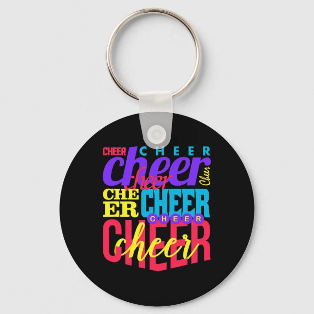 Cheer Cheerleading Cheerleader Typography Collage  Key Ring (Front)