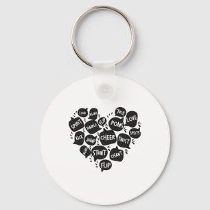 Cheer Cheerleading Heart Word Cloud Tuck Love Spli Key Ring