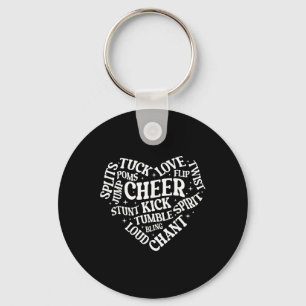 Cheer Cheerleading Heart Word Cloud Tuck Love Spli Key Ring