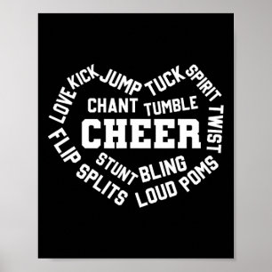 Cheer Cheerleading Heart Word Cloud Tuck Love Spli Poster