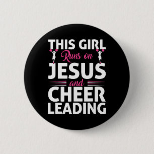 Cheer Cheerleading Jesus Faith Christian This Girl 6 Cm Round Badge