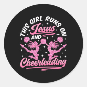 Cheer Cheerleading Jesus Faith Christian This Girl Classic Round Sticker