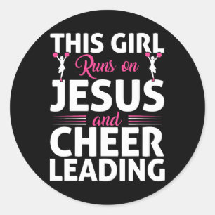 Cheer Cheerleading Jesus Faith Christian This Girl Classic Round Sticker