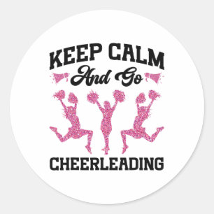 Cheer Cheerleading Leopard Cheetah Keep Calm And G Classic Round Sticker