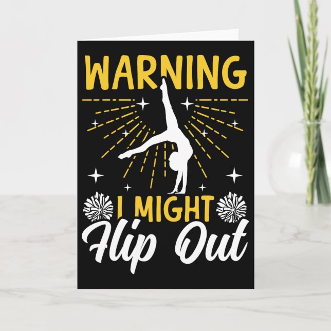 Cheer Cheerleading Warning I Might Flip Out  Card (Front)