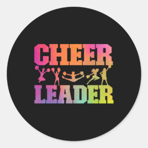 Cheer Cheerleading Watercolor Rainbow Cheer Leader Classic Round Sticker