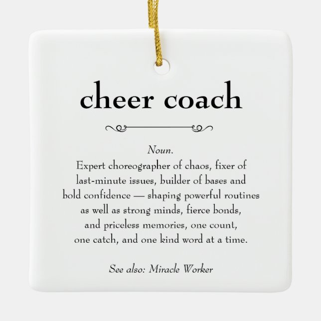 Cheer Coach Definition Thank You Gift Ceramic Ornament (Front)