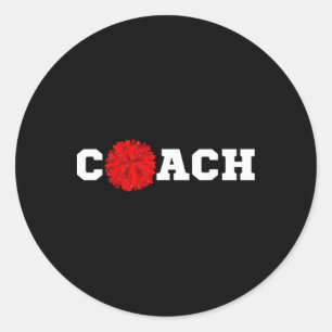 Cheer Coach Gift Cheerleading Cheerleader Red Pom Classic Round Sticker