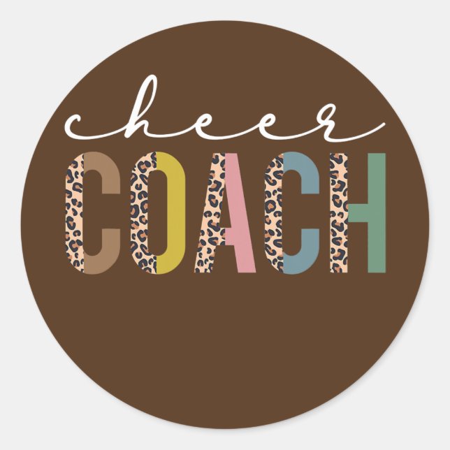 Cheer Coach Leopard Best Cheer Coach Ever Classic Round Sticker (Front)