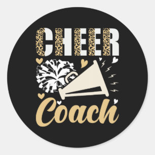 Cheer Coach Leopard Cheerleading Coach _1 Classic Round Sticker