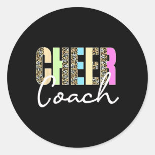 Cheer Coach Leopard Cheerleading Cute Cheer Coach  Classic Round Sticker