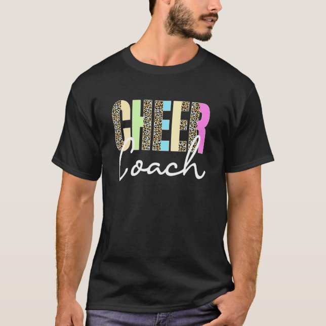 Cheer Coach Leopard Cheerleading Cute Cheer Coach T-Shirt (Front)