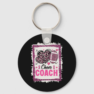 Cheer Coach Leopard Cheerleading Footll Breast Can Key Ring