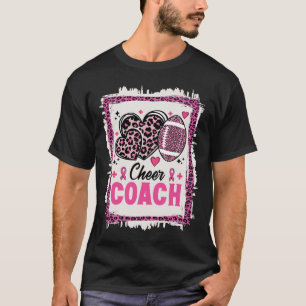 Cheer Coach Leopard Cheerleading Footll Breast Can T-Shirt