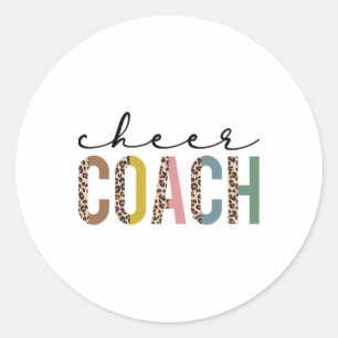 Cheer Coach Leopard Cheerleading Props Cute Cheer Classic Round Sticker