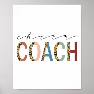 Cheer Coach Leopard Props Cute Cheer Cheerleading  Poster