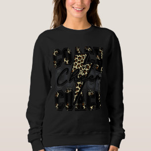 Cheer Coach Lightning Bolt Cheer Leopard Black Sweatshirt