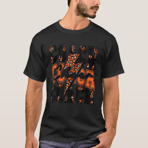 Cheer Coach Lightning Bolt Cheer Leopard Orange Bl T-Shirt