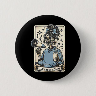 Cheer Coach Tarot Card Skeleton Cheerleading Coach 6 Cm Round Badge