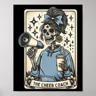 Cheer Coach Tarot Card Skeleton Cheerleading Coach Poster