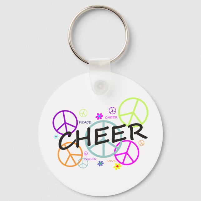 Cheer Coloured Peace Signs Key Ring (Front)
