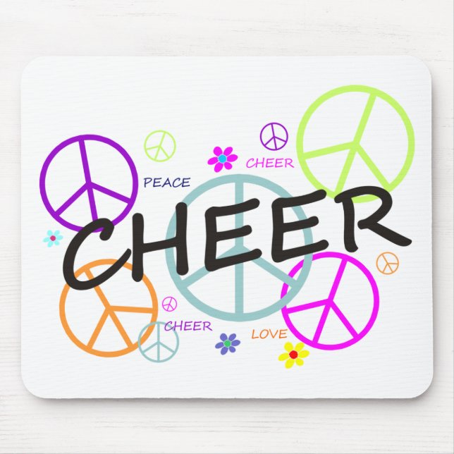 Cheer Coloured Peace Signs Mouse Pad (Front)