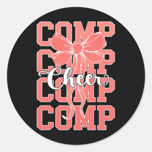 Cheer Comp Day Cheerleader Competition Day Bow _2 Classic Round Sticker