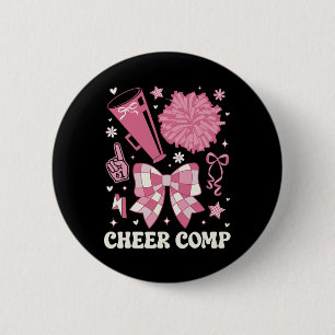 Cheer Comp Day Cheerleader Competition Day Bow 6 Cm Round Badge