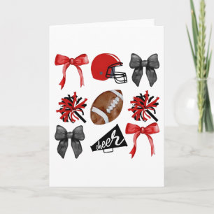 Cheer Coquette Bow American Footll Autumn Thanksgi Card