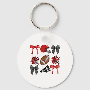 Cheer Coquette Bow American Footll Autumn Thanksgi Key Ring