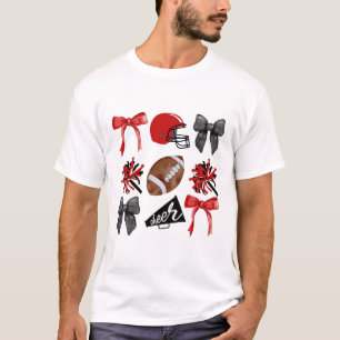 Cheer Coquette Bow American Footll Autumn Thanksgi T-Shirt