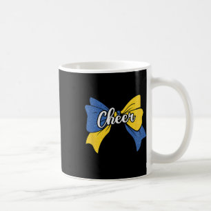 Cheer Coquette Bow Blue Yellow Cheerleader Cheerle Coffee Mug