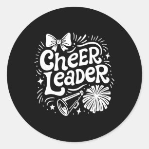 Cheer Coquette Bow Cheerleading Lover Cheerleader Classic Round Sticker