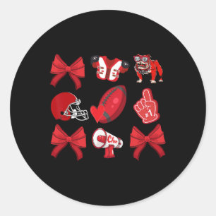 Cheer Coquette Bow Football Mum Game Day Christmas Classic Round Sticker